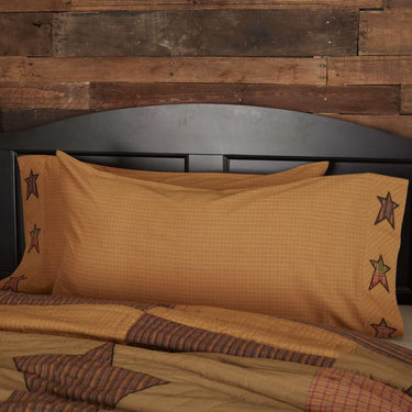 Stratton King Pillow Case w/Applique Star Set of 2 21x40 VHC Brands - The Fox Decor